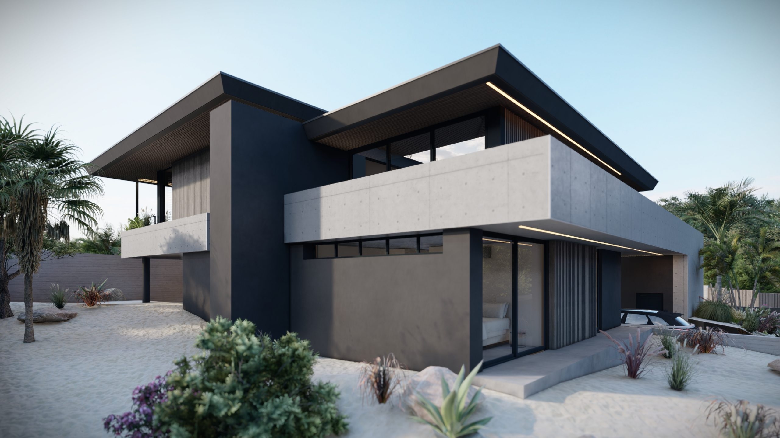 Vista Royal H3- concrete villa with floating roofs