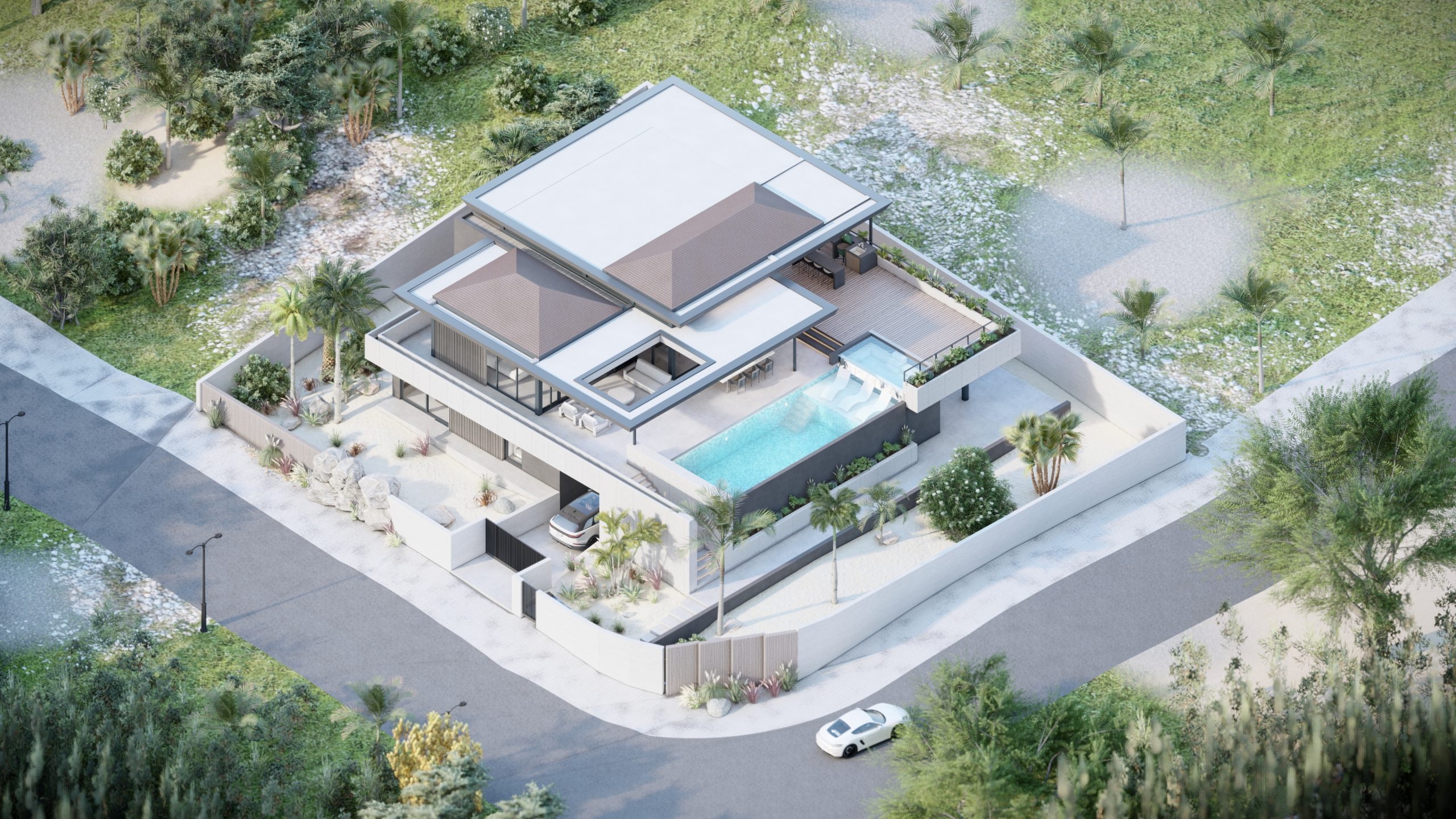 Vista Royal H3- concrete villa with floating roofs