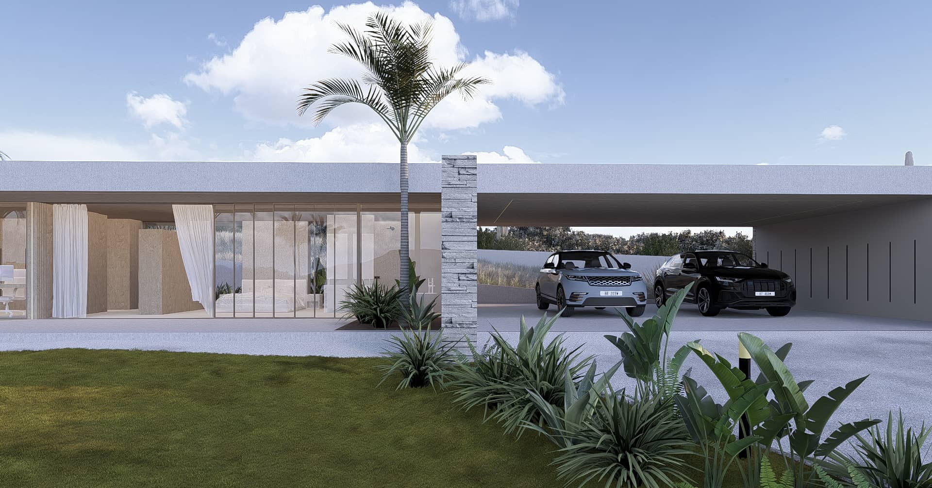Luxe villa met carport en natuursteen